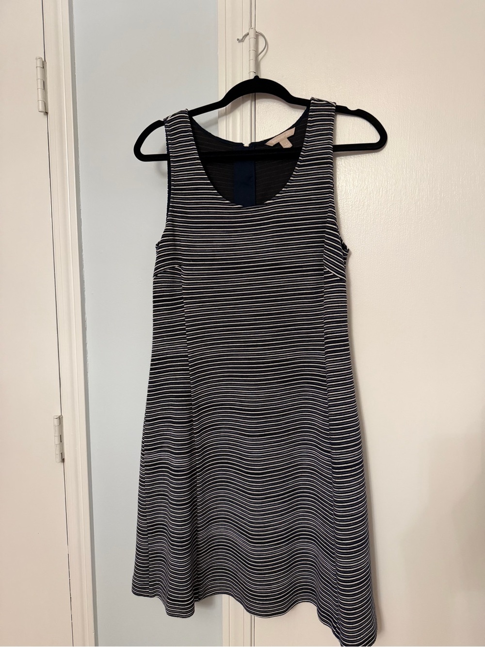 Banana Republic Navy and White Striped Sleeveless A-Line Dress